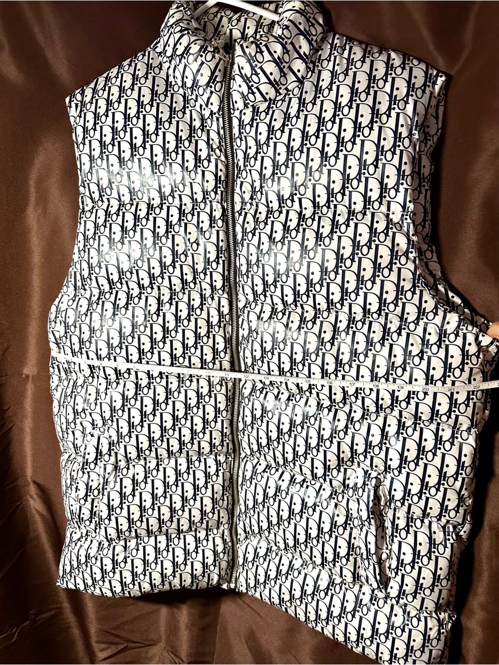 Designer Inspired Men’s White and Black Monogram Quilted Vest XXL NWOT - Picture 11 of 12
